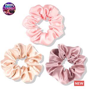 Silk Hair Scrunchies 3 Pack Frizz-Free Sleep No Damage Ponytail Holder Elegant